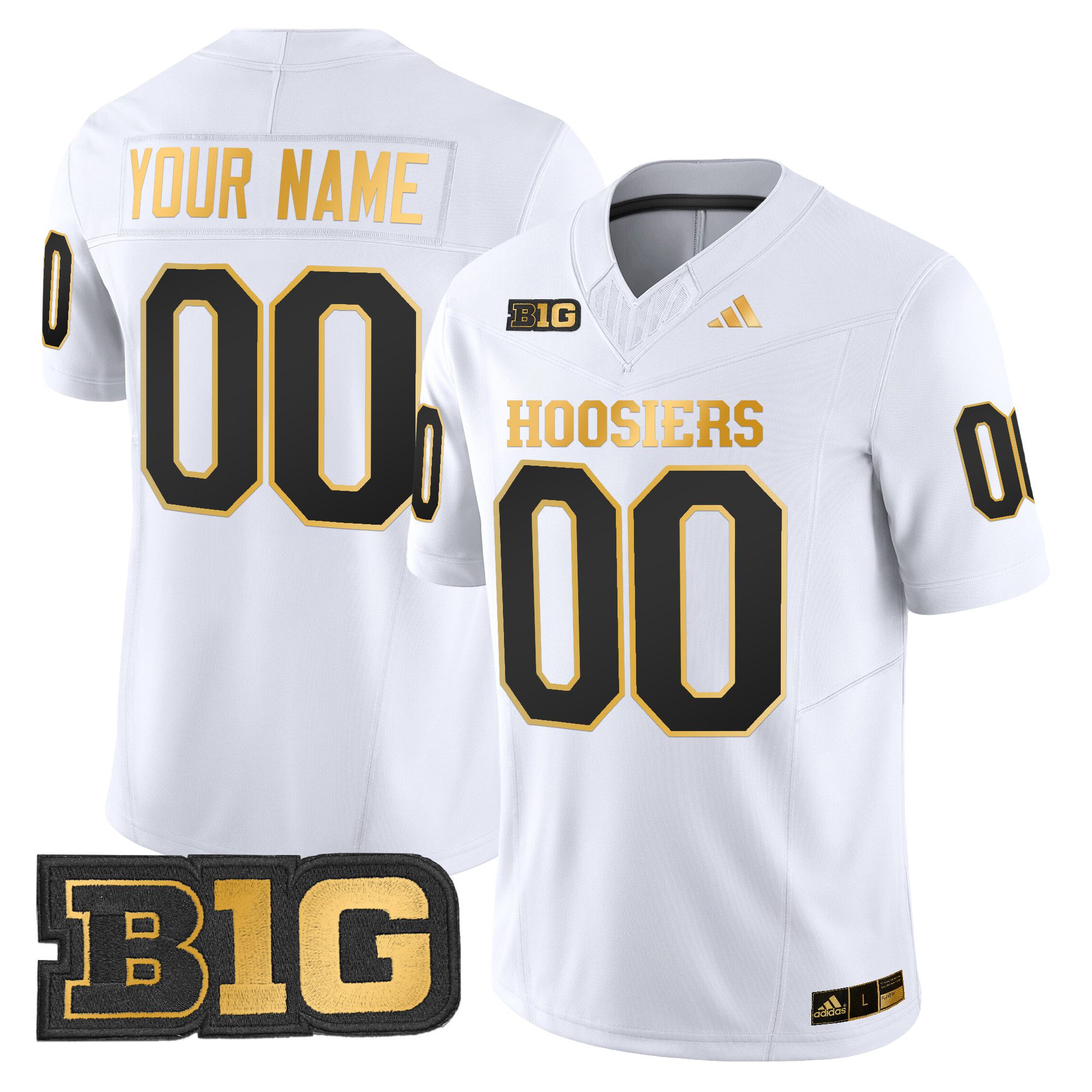 Men Indiana Hoosiers White 2024 Gold Vapor Limited Custom NCAA Jersey